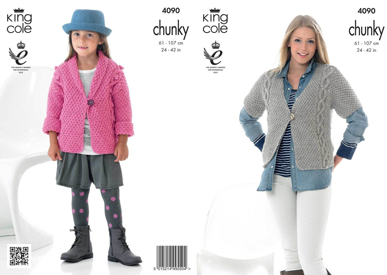 King Cole - Knit Patterns - Chunky - Cardigan and Jacket 4090