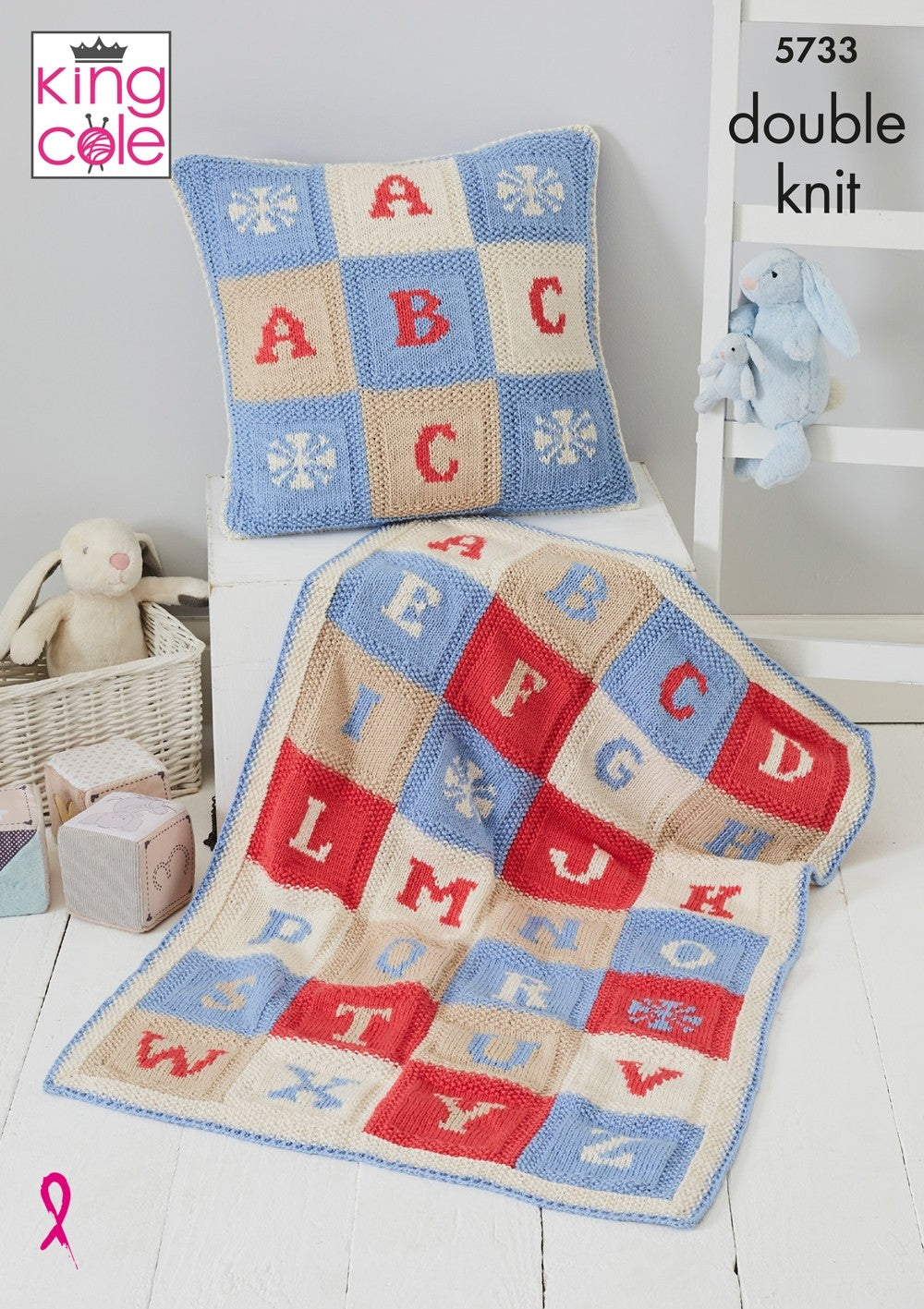 King Cole - 8 ply - 5733 Alphabet Blanket and Cushion Cover