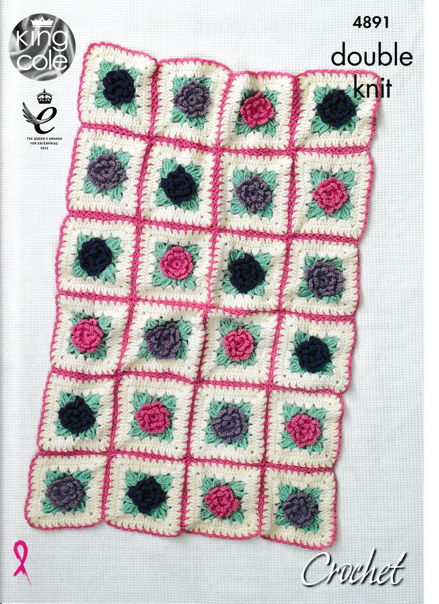 King Cole - Crochet Pattern - Floral Motif Blankets 4891